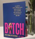 Image of the book "Bitch" on a shelf. Pages are marked with sticky tabs where there's feminist excellence